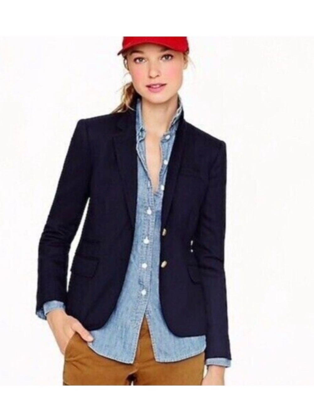 J. Crew Schoolboy Navy Wool Blazer Jacket. Gold buttons. Pockets. Women’s size 0